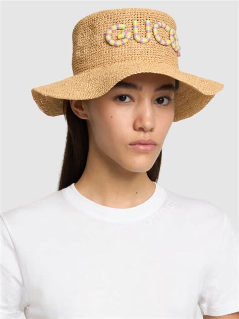 gucci raffia hat|gucci straw hat women.